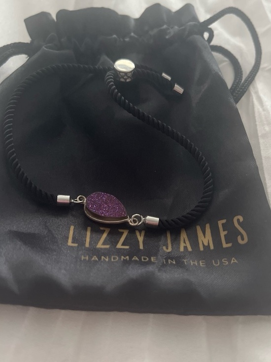 Lizzy James Jewelry - Lizzy James Purple Druzy Teardrop Rope Bracelet with Silver Accents
